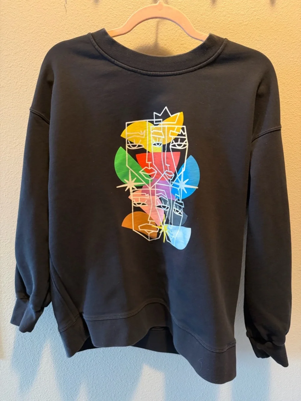 lululemon athletica Black Sweatshirt with Multicolor Abstract Face Graphic - Picture 3 of 5
